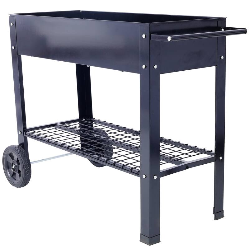 Elevated Mobile Raised Ergonomic Metal Planter Garden Bed