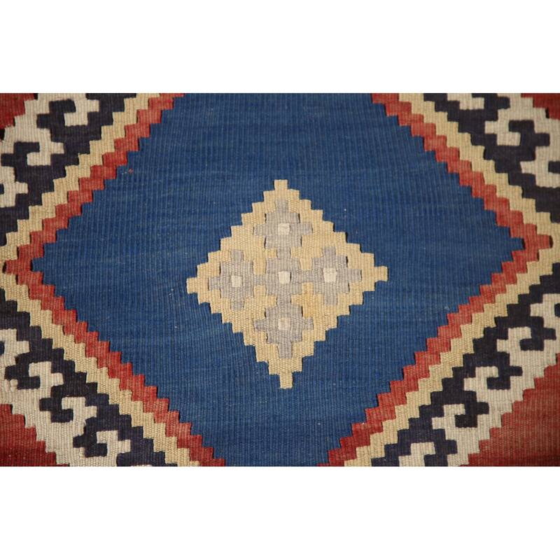 Kilim Qashqai Vegetable Dye Persian Antique Rug Flatweave Wool Carpet - 5'0"x 9'11"