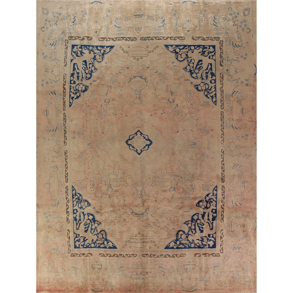 Kashmar Persian Vintage Area Rug Handmade Wool Carpet - 9'9" x 12'6"