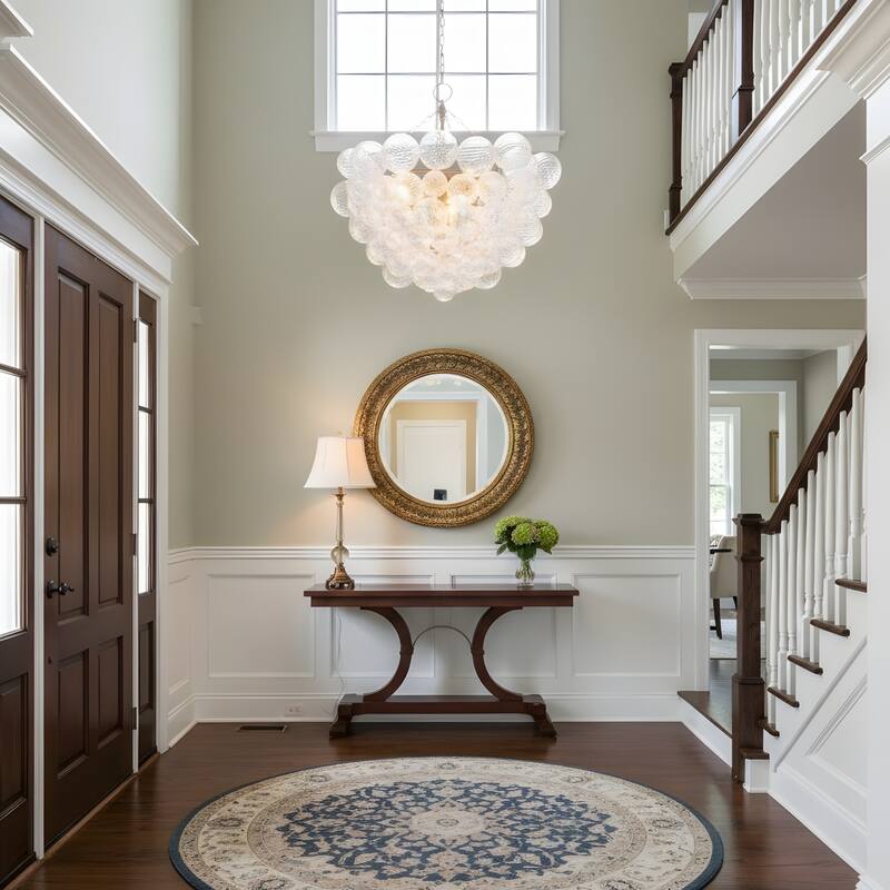 Gold Bubble Ball Chandelier, LED Pendant Light with Glass Globes