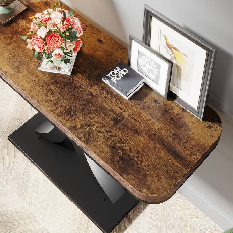 40 Inches Narrow Industrial Console Sofa Table for Entryway