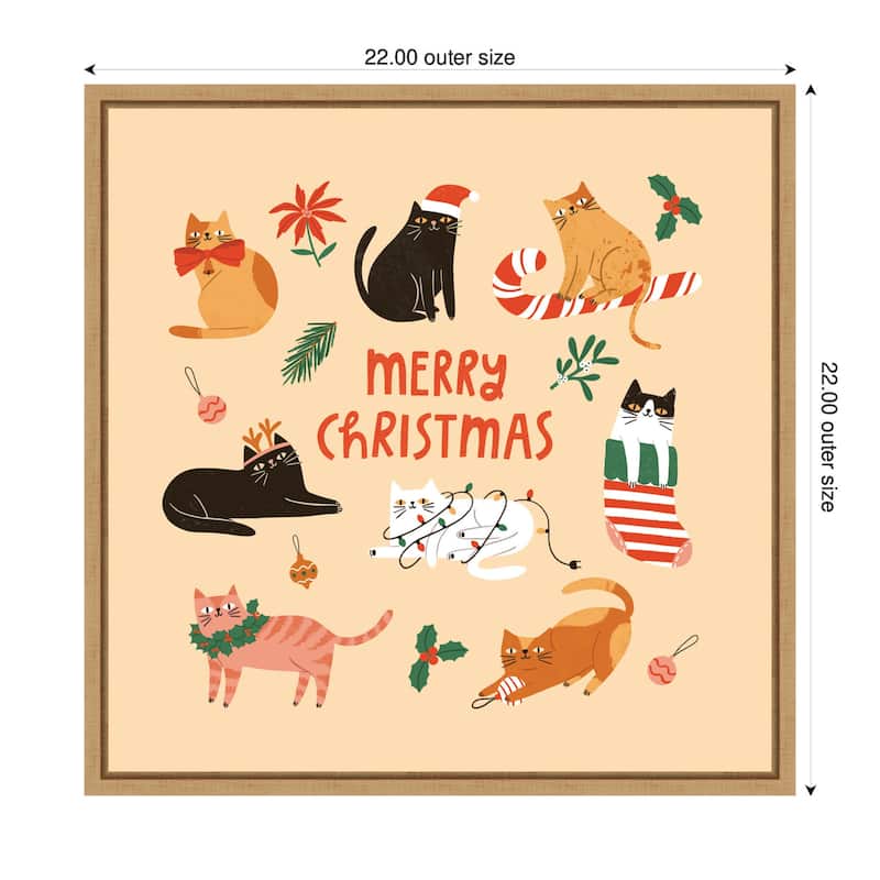 Kate and Laurel Sylvie Framed Canvas Christmas Cats by Tania Garcia