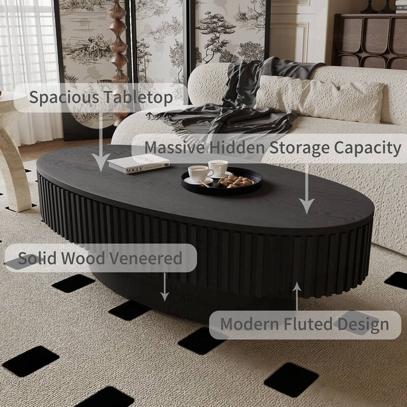 Lift-top Coffee Table Solid Wood Veneered Coffee Table with Storage and Adjustable Height