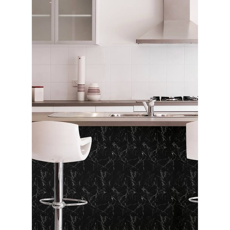 Marble Black Peel and Stick Backsplash Tiles