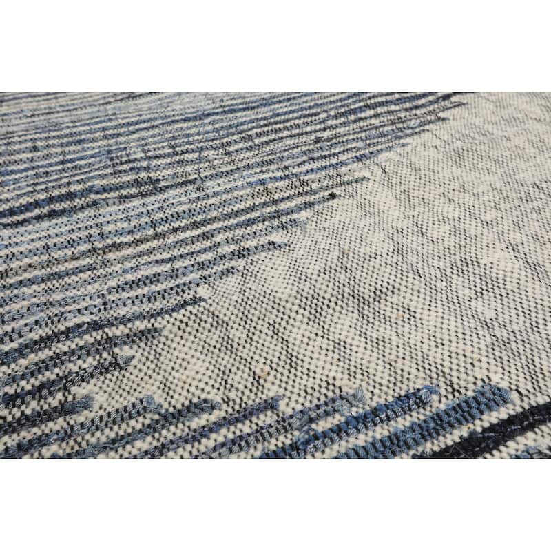 LoomBloom Hand-Woven Ivory Geometric Kilim 100% Wool Oriental Area Rug - 5' 3'' x 7' 7''