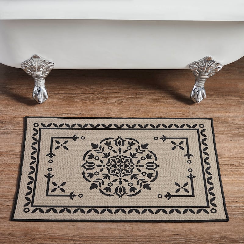 Custom House Black Tan Jacquard Polyester Bathmat