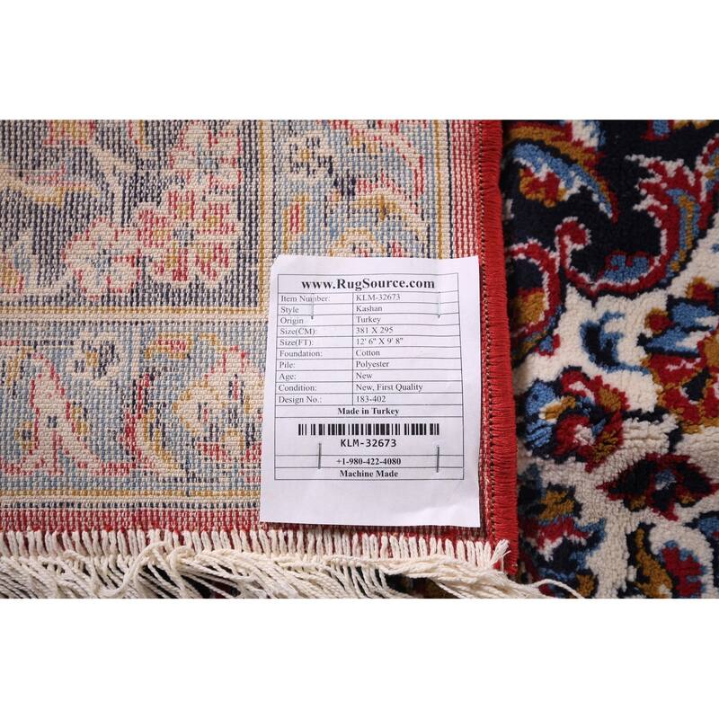 Traditional Red Kashan Turkish Rug Machine Made Home Decor Carpet - 9'8" x 12'6"