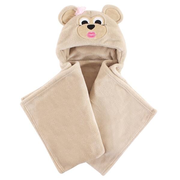 slide 1 of 1, Hudson Baby Infant Girl Hooded Animal Face Plush Blanket, Miss Monkey, One Size - Miss Monkey - One Size One Size - Miss Monkey