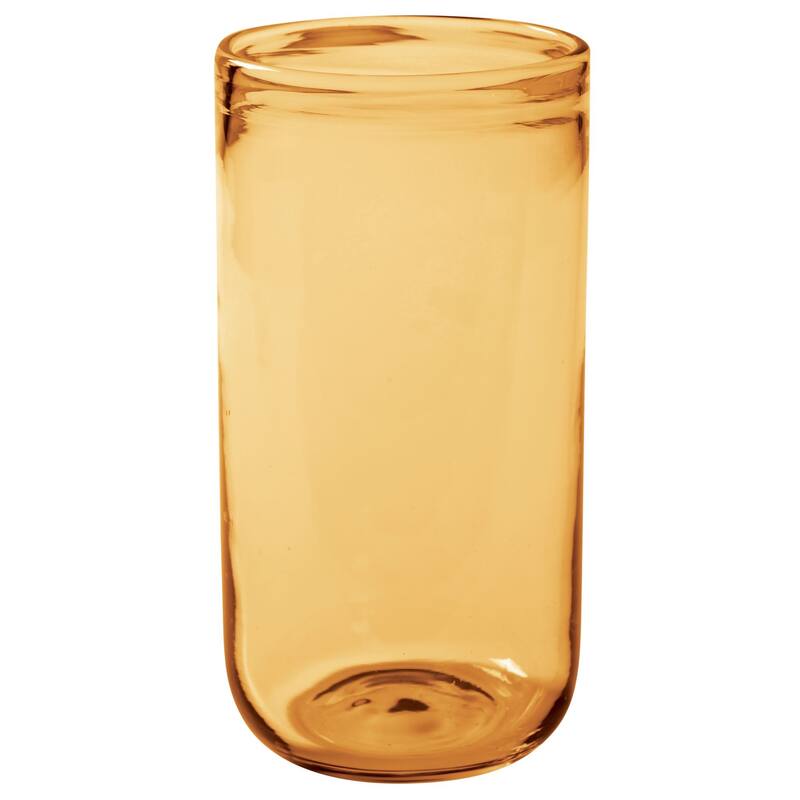 Bloomhouse Sayulita Spring 8 Piece Hand Made 21 OZ Amber Colored Glass Tumbler Set W/ Coasters