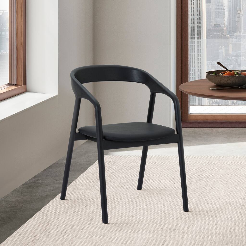 Apache Black Oak Solid Wood and Faux Leather Dining Chair