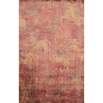 Hand Knotted Oriental Viscose Silk Carpet Modern Abstract Multi-Colored Abstract Area Rug - 9' 7'' X 6' 8''