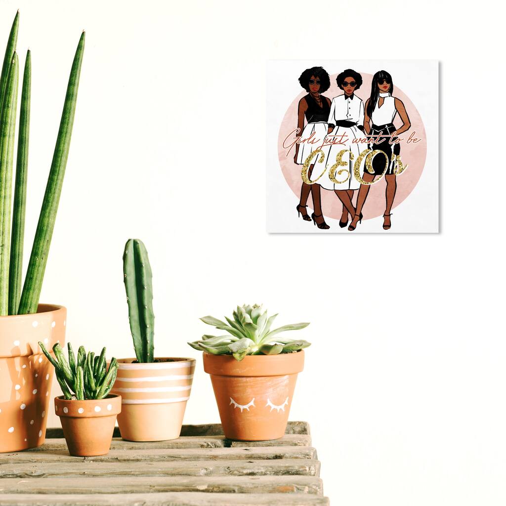 Wynwood Studio Canvas Fashion and Glam Girls Wanna Be CEOs Pink and Light Pink Glam Wall Art Canvas Print