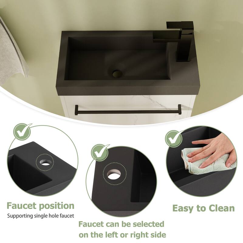 20" Floating Bathroom Vanity with Sink, Mini Wall Mounted Bathroom Vanity with Soft Close Door