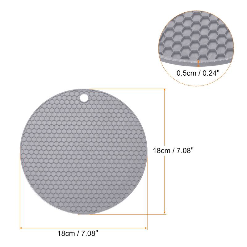 Silicone Trivet Mats 2pcs, Round Hot Pan Pads Honeycomb Drying Mat - Light Gray - Light Gray