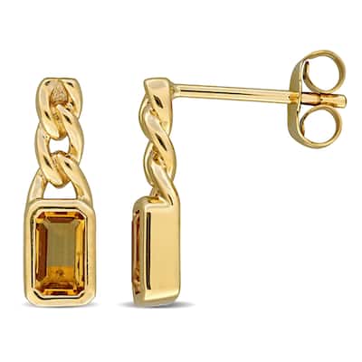 Miadora 5/8ct TGW Octagon Citrine Link Drop Earrings in 14k Yellow Gold