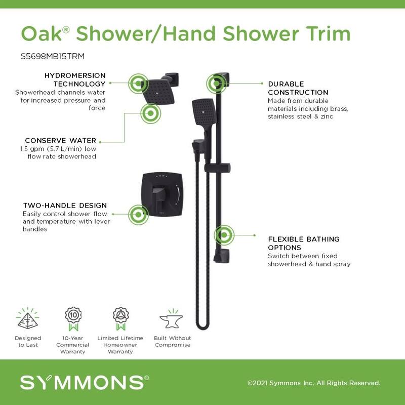 Symmons S569815TRM Oak Shower Only Trim Package with 1.5 GPM Single