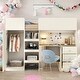 preview thumbnail 1 of 22, Beige Full Size Loft Bed with Wardrobe, Desk, and Storage Beige