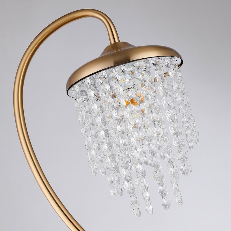 Lusteria 58" Tall 1-Light Golden Crystal Shade Modern Floor Lamp