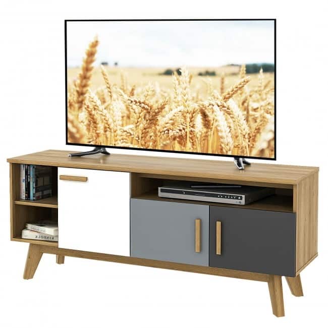 65 Inch TV Stand Entertainment Center Console with Adjustable Shelf - 58" x 16" x 24.5" - Brown