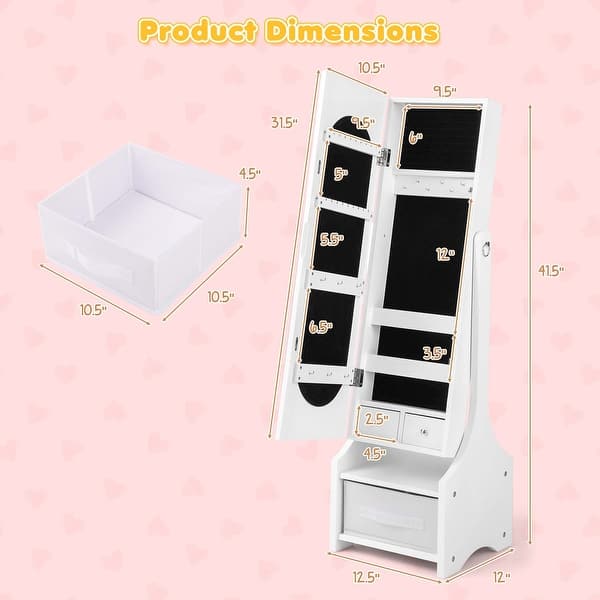 dimension image slide 1 of 2, Costway Kids Vanity Set Princess Makeup Dressing Table & Chair Set - See Details