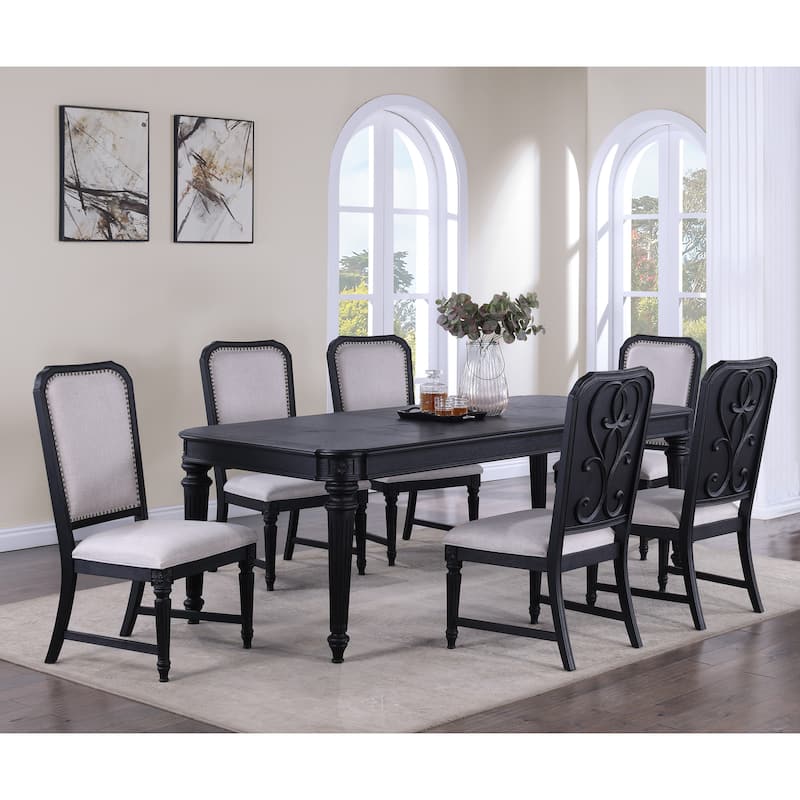 Traditional 1pc Dining Table Dark Brown Finish 18" Extension Leaf Beautiful Carved Legs Formal Dining Room Furniture