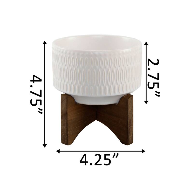 Mid-Century 4" Palsley Ceramic on Wood Stand