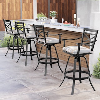Pellebant Patio Outdoor Aluminum Swivel Bar Stools with Sunbrella Cushion - 21.7 in W x 16.5 in D x 46 in H