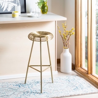 SAFAVIEH 30-inch Addison Wire Weaved Contemporary Bar Stool - Gold - 14" W x 14" L x 30" H