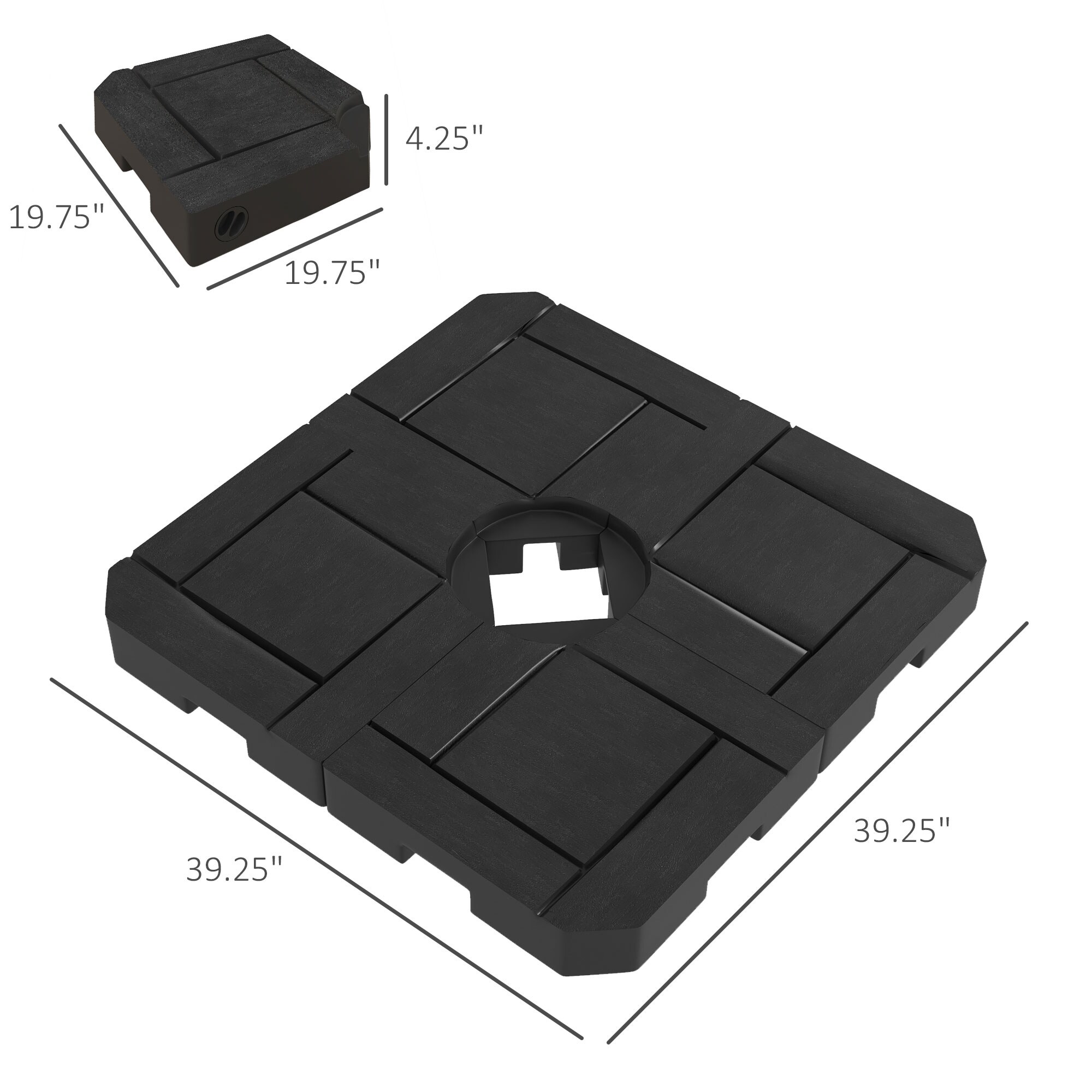 corliving patio umbrella base weights Sunnydaze Set of 4 Heavy-Duty Water/Sand Cantilever Plates waterproof plastic they were designed with outdoor in mind. Outsunny Cantilever Umbrella Base 175