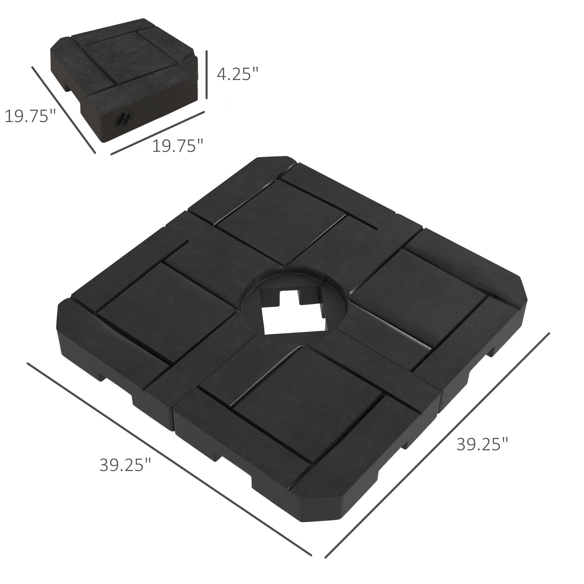 Outsunny 4 Piece Patio Cantilever Umbrella Base Weight Set, Fillable