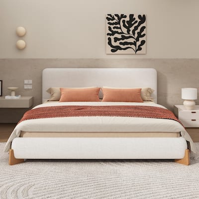 Elegant Boucle Upholstered Bed - A Luxurious & Comfortable Bedroom Centerpiece