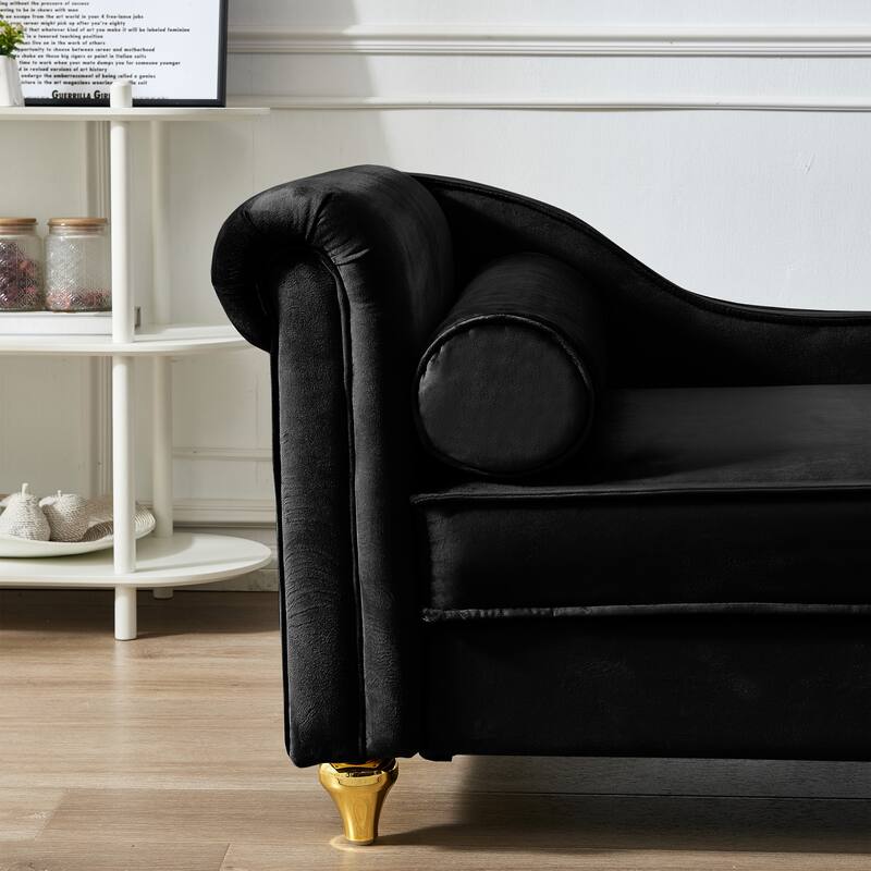 Upholstered Chaise Lounge with Lumbar Pillow, Sleeper Sofa Bed with Storage, Modern Velvet Lounge Chair