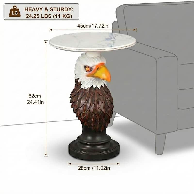 Eagle Head Accent Table Animal Statue End Tables Livingroom