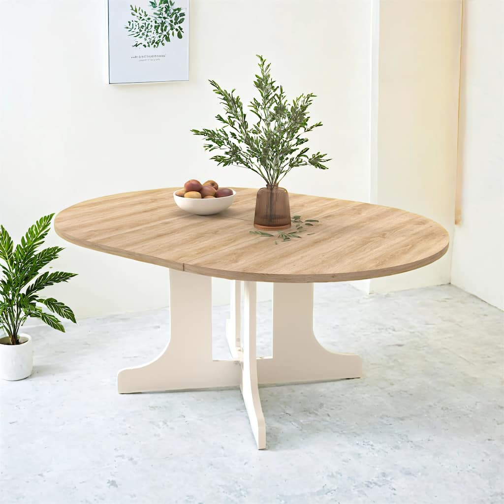 59 x 43 Inch Expandable Farmhouse Dining Table