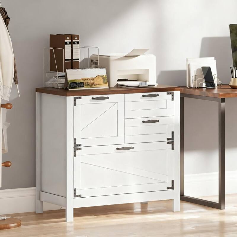 Farmhouse File Cabinet with 4 Drawers Lateral Filing Cabinet