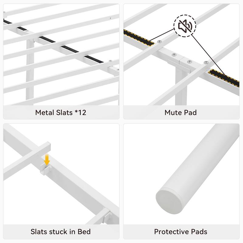 Bed Frame Platform with Headboard and Footboard Metal Bed Mattress Foundation