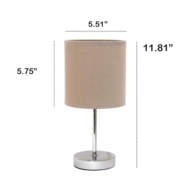 Traditional Petite Table Lamp with Drum Shade - 11.75" - Silver and Gray