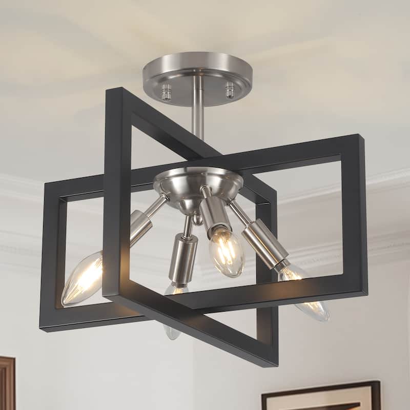 57.09-inch 56-light modern and stylish linear metal chandelier with crystal lampshades - Black and Nickel