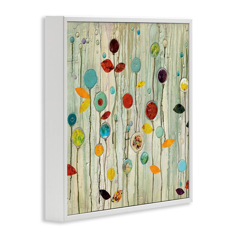Stupell Abstract Paint Drop Floral Scene Whimsical Collage Framed Wall Art,12x12