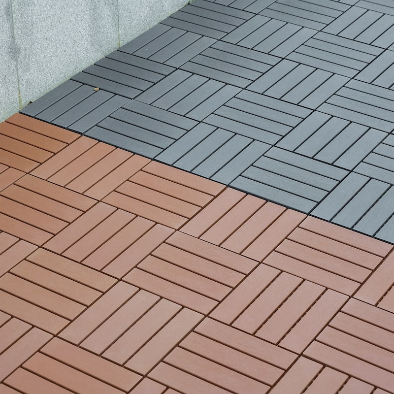 1 ft. x 1 ft. Outdoor Patio Deck Tiles, Garage Floor Tiles(Box of 44) - Brown 1