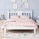 preview thumbnail 10 of 16, Wood Twin Platform Bed with Column-Decoration Headboard White - Twin