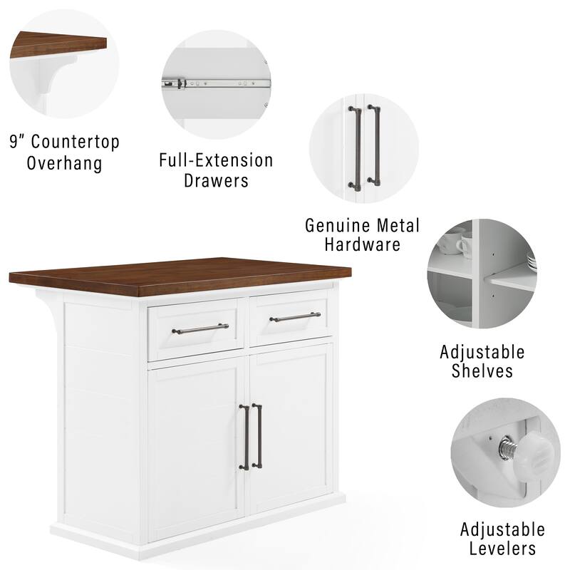 Crosley Bartlett Wood Top Kitchen Island W/X-Back Stools