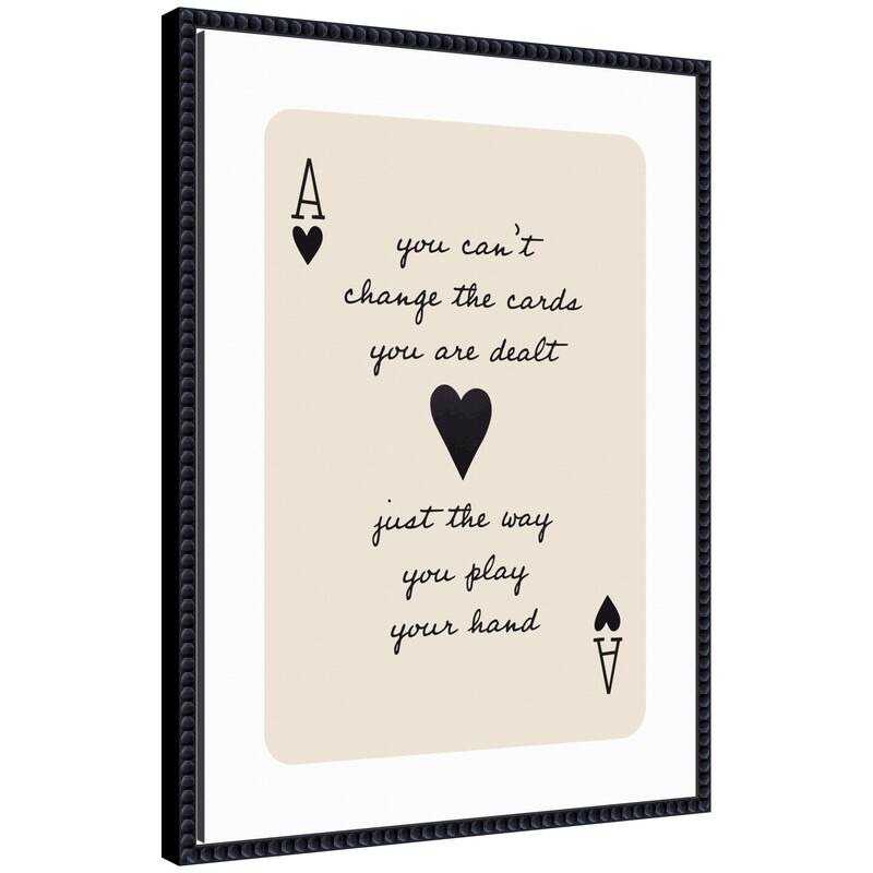 Kate and Laurel Ace of Heart Cards Positive Quote expansion by The Creative Bunch Studio Framed Canvas Wall Art Print - 18 x 24 - Black