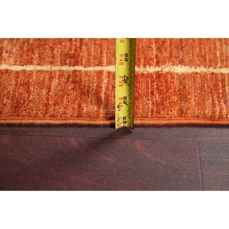 Orange Gabbeh Kashkoli Oriental Wool Runner Rug Hand-knotted Carpet - 2'7" x 9'10"