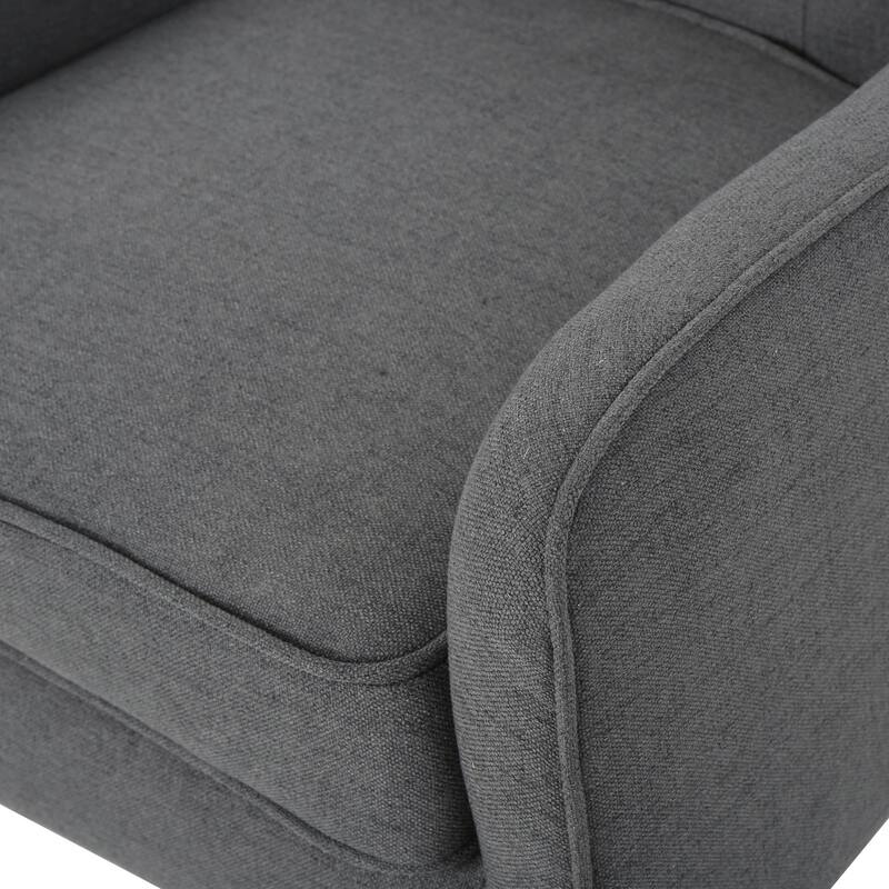 Charcoal Modern 25" Upholstered Button Tufted Arm Chair with Rubber Wood Legs for Living Room