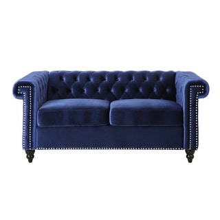 Rolled Arm Loveseat Tufted Back 2 Seater Sofa Chesterfield Couch with ...