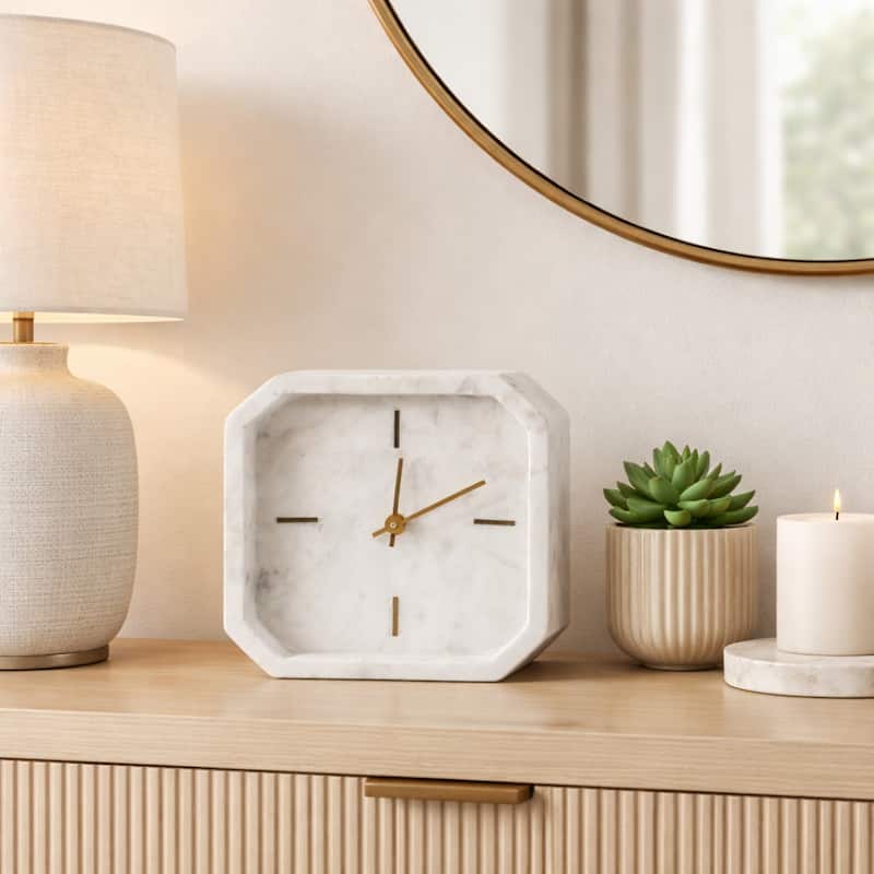 Modern Marble Octagon Decorative Table Clock