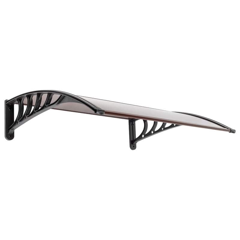 Patio Door Window Awning Canopy, Front Door Outdoor Patio Awning Canopy (40 x 35.4, Brown Canopy Black Bracket)