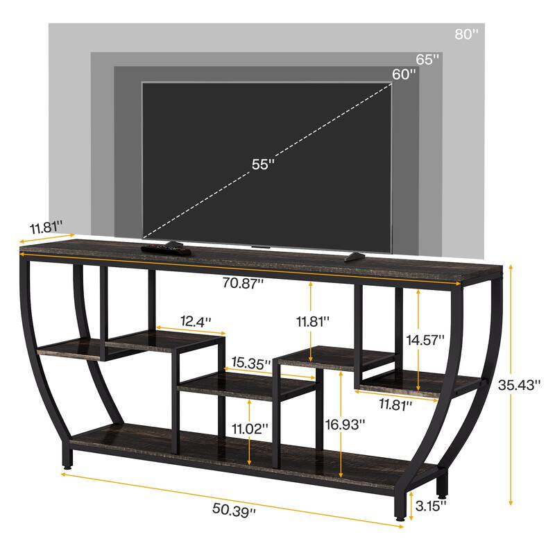 Mid Century Modern TV Stand for 75+ Inch TV, 70.9-In Entertainment Center for Living Room