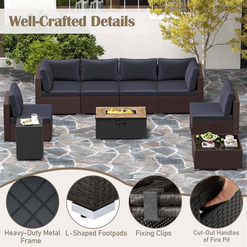 Patiojoy 12 PCS Outdoor Furniture Set with 32" Fire Pit Table and - See Details